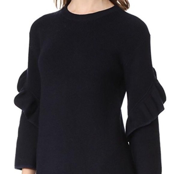 Tory Burch Ashley Navy Ruffled Sleeve Sweater Dress - Picture 5 of 16
